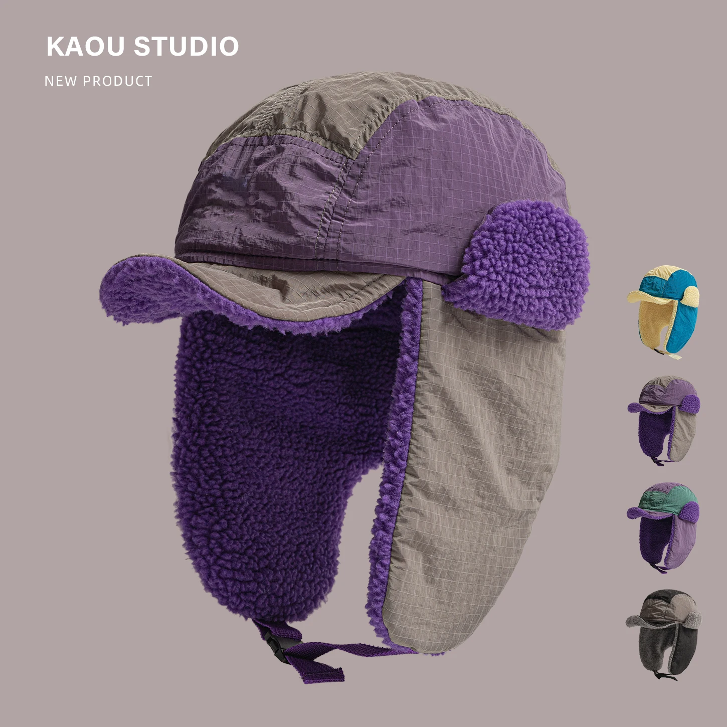 หมวกเล่ยเฟิงบุหนาสำหรับฤดูหนาว เหมาะสำหรับปั่นจักรยานกลางแจ้ง กันลม ป้องกันหู หมวกนักบิน เล่นสกี ท่องเที่ยว กันความหนาว หมวกบอมเบอร์