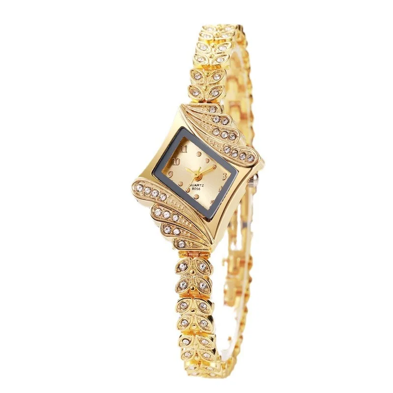 Orologi da donna alla moda Orologio da polso Orologio da donna di lusso in cristallo al quarzo con rombo Orologio da polso con strass Relogio Feminino