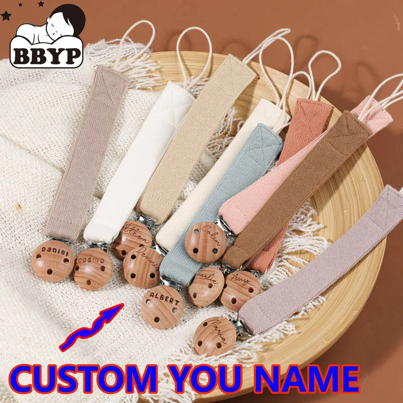 

Персонализированный хлопковый держатель для детской соски с именем, ремешок-прорезыватель, подарки на рождение ребенка и день рождения