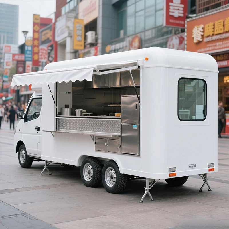 Mobile Food Trailer Commercial Catering Trailer Stainless Steel With Fridge Freezer For Dessert Cart Sales Service Customized
