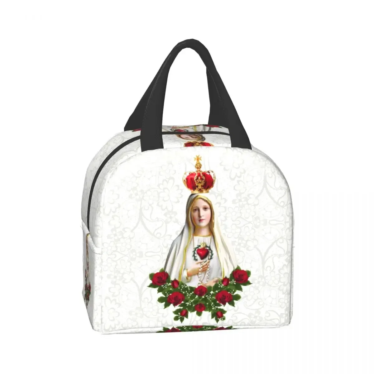 Our Lady Of Fatima Virgin Mary Lunch Bag Men Women Cooler Thermal Insulated Portugal Rosary Catholic Lunch Box for Adult Office