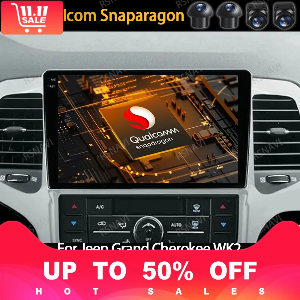 

Android 14 Wireless Carplay Auto For Jeep Grand Cherokee WK2 2008 - 2013 Car Radio Multimedia Stereo Video Player GPS Navi WIFI