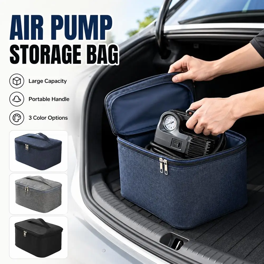 Car Air Pump Storage Bag Portable Organizer Case Large Capacity Durable Tool Container For Tire Inflator Auto Supplies