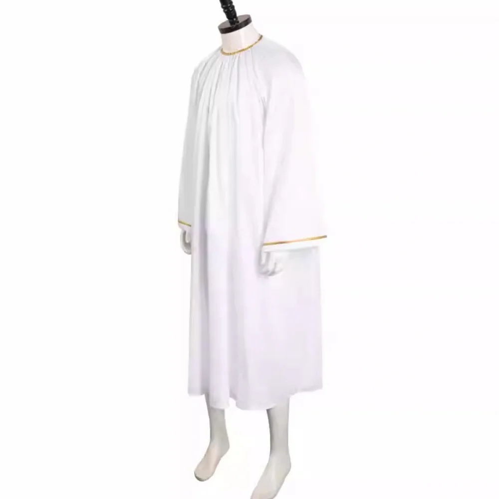 Adult Good Omens Cosplay Costume for Adult Women Men Angel Aziraphale White Robe Carnival Halloween Party Performance Dress