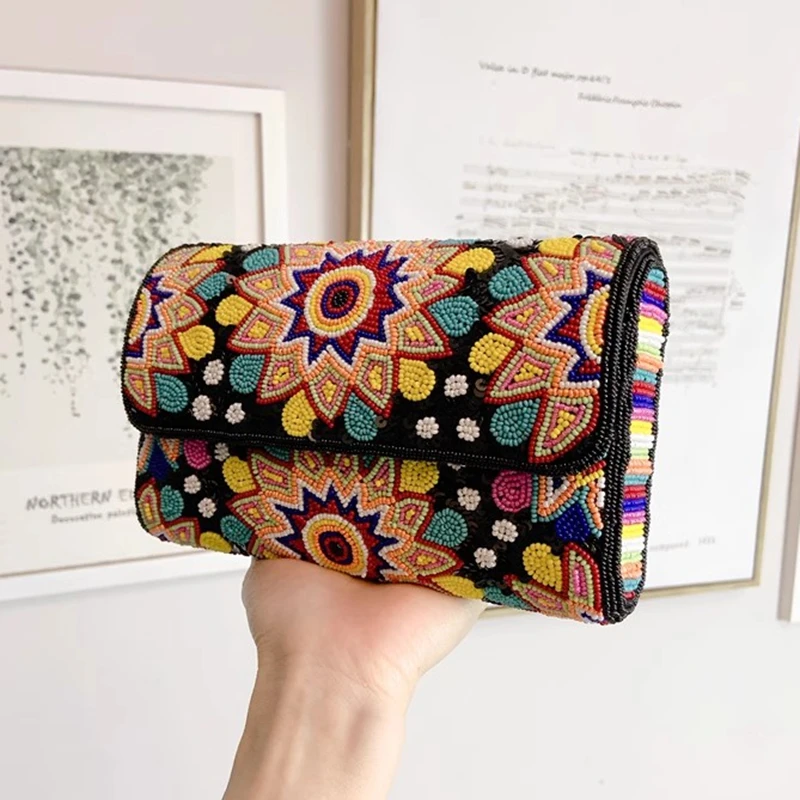 DOYUTIG marka damska żółta zroszony słonecznik Cluthes haft cekinowa torba Crossbody damska torba wieczorowa na wesele N033 — zdjęcie 4