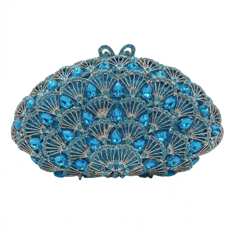 

Pink Crystal Diamond-encrusted Dinner Bag Empty Phoenix Tail Flower Fan-shaped Diamond Clutch Banquet Women's Bag Bolsos De Lujo