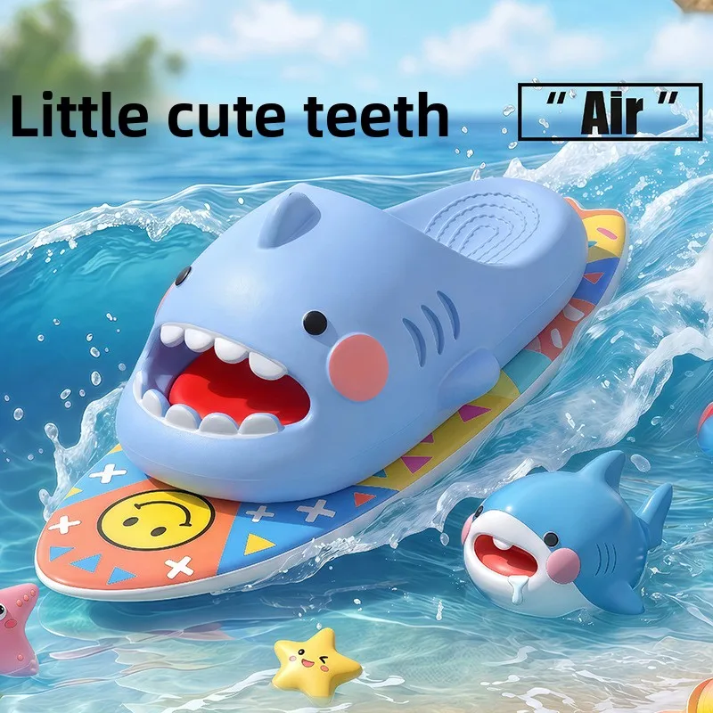 2026 Kids Shark Slippers Summer Girls Slides Home Bathroom Flip Flops Boys Soft Anti-Skid Shoes Outdoor Cute Beach Sandals