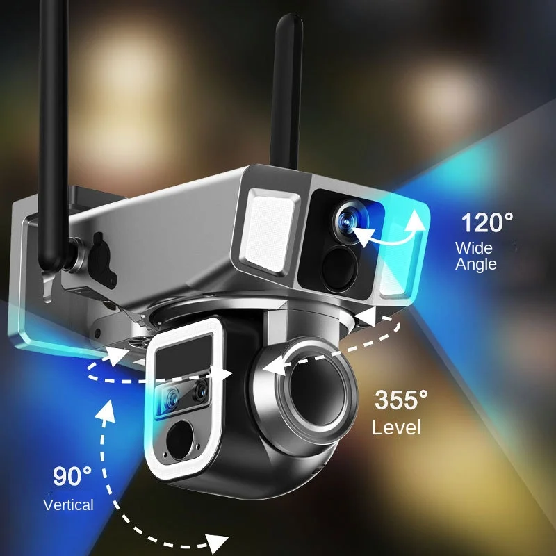 كاميرا تعمل بالطاقة الشمسية 4G كلاً واي فاي بزاوية واسعة CMOS WIFI 4G شبكة مزدوجة HD للرؤية الليلية 10x تكبير كاميرا Cctv لاسلكية عالية الدقة #1