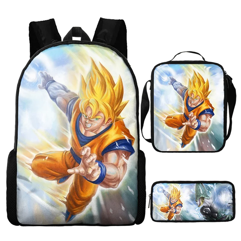 3pcs/set Dragon Ball Backpack Cartoon Goku Backpack Children And Adolescents Cartoon Large Waterproof Schoolbag Birthday Gifts