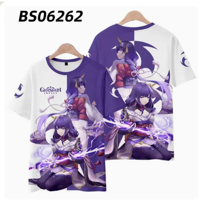 Camiseta con estampado 3D de Anime Genshin Impact para hombre y mujer, traje de Cosplay de Kaedehara Kazuha Yoimiya Sayu Raiden Shogun Kujo Sara Kokomi