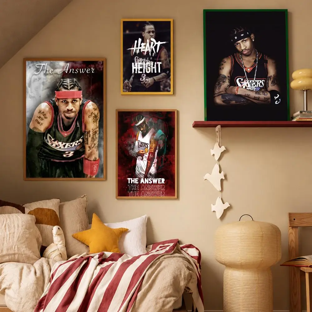 Sport Basketball Allen Iverson Poster HD Waterproof Wall Art Posters Self Adhesive Bedroom Living Room Home Decor Gift