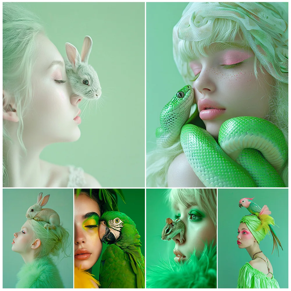

Modern Woman Sexy Girl with Snake Animals Poster Wall Art Canvas Painting Home Decor Wall Pictures For Living Room Unframed