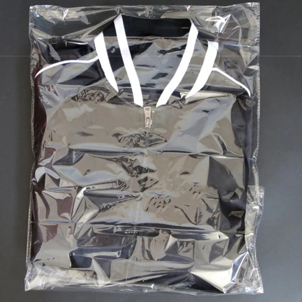 100Pcs Premium Transparent Plastic Self-Adhesive Clothes Packing Bags for Garment Storage Dustproof Moisture-Resistant Odorless