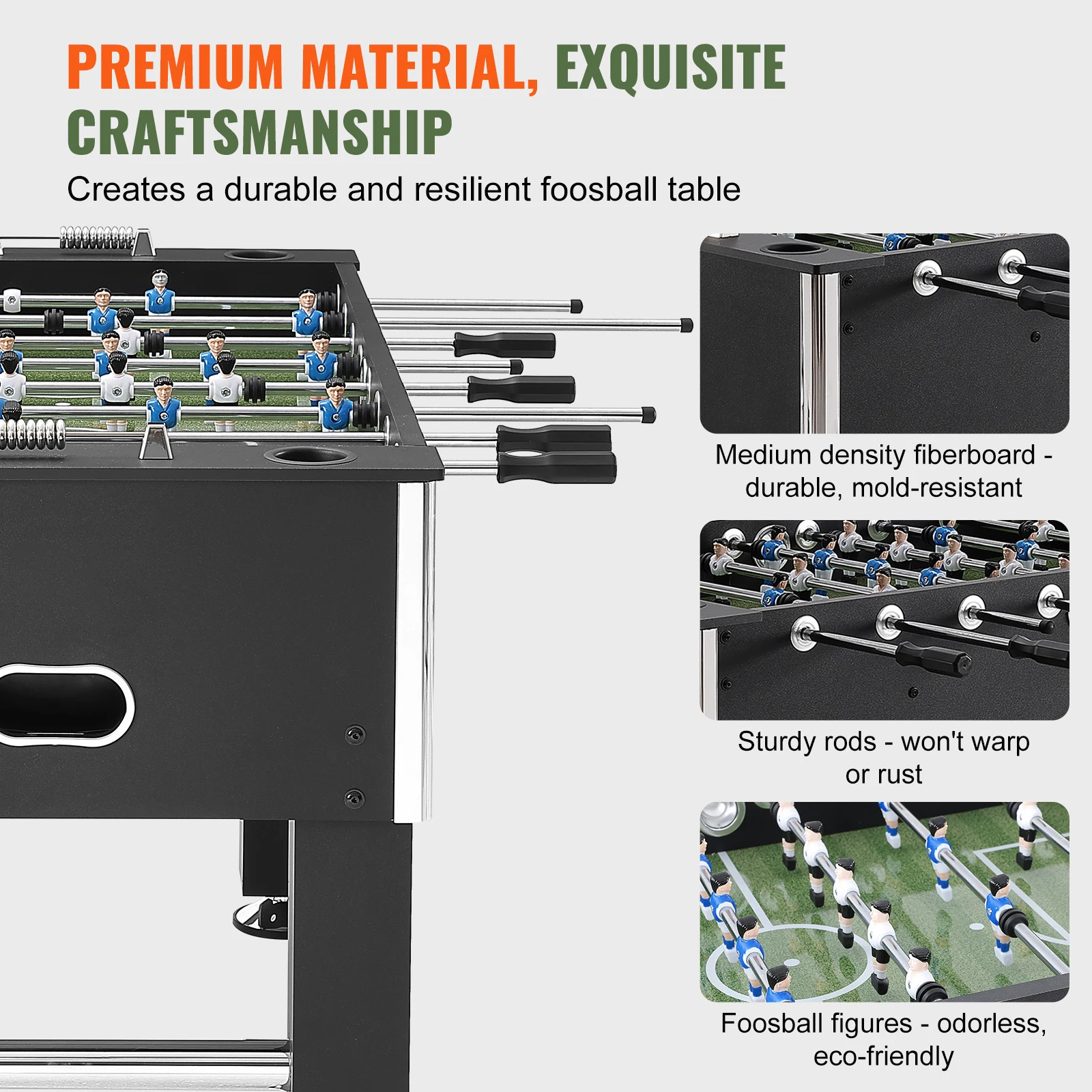 Foosball Table, 55 inch Standard Size Foosball Table, Includes 4 Balls and 4 Cup Holders, Indoor Full Size Foosball Table for Home, Family, and Game Room, Soccer with Foosball Table Set