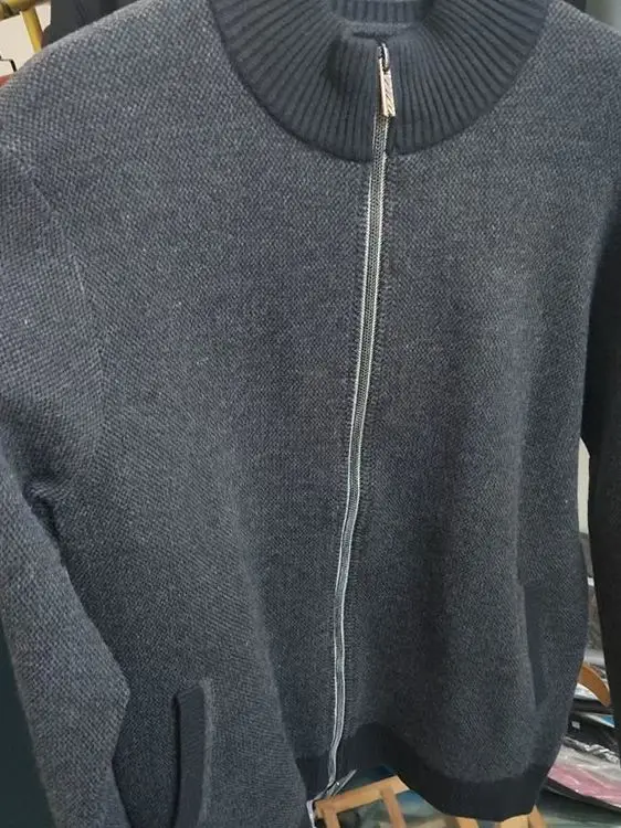 

Warm Sli Men's Zipper Knitted Cardigan Stand Collar mat Sle ey Outerwear Long Sve Commute Polyester Fiber