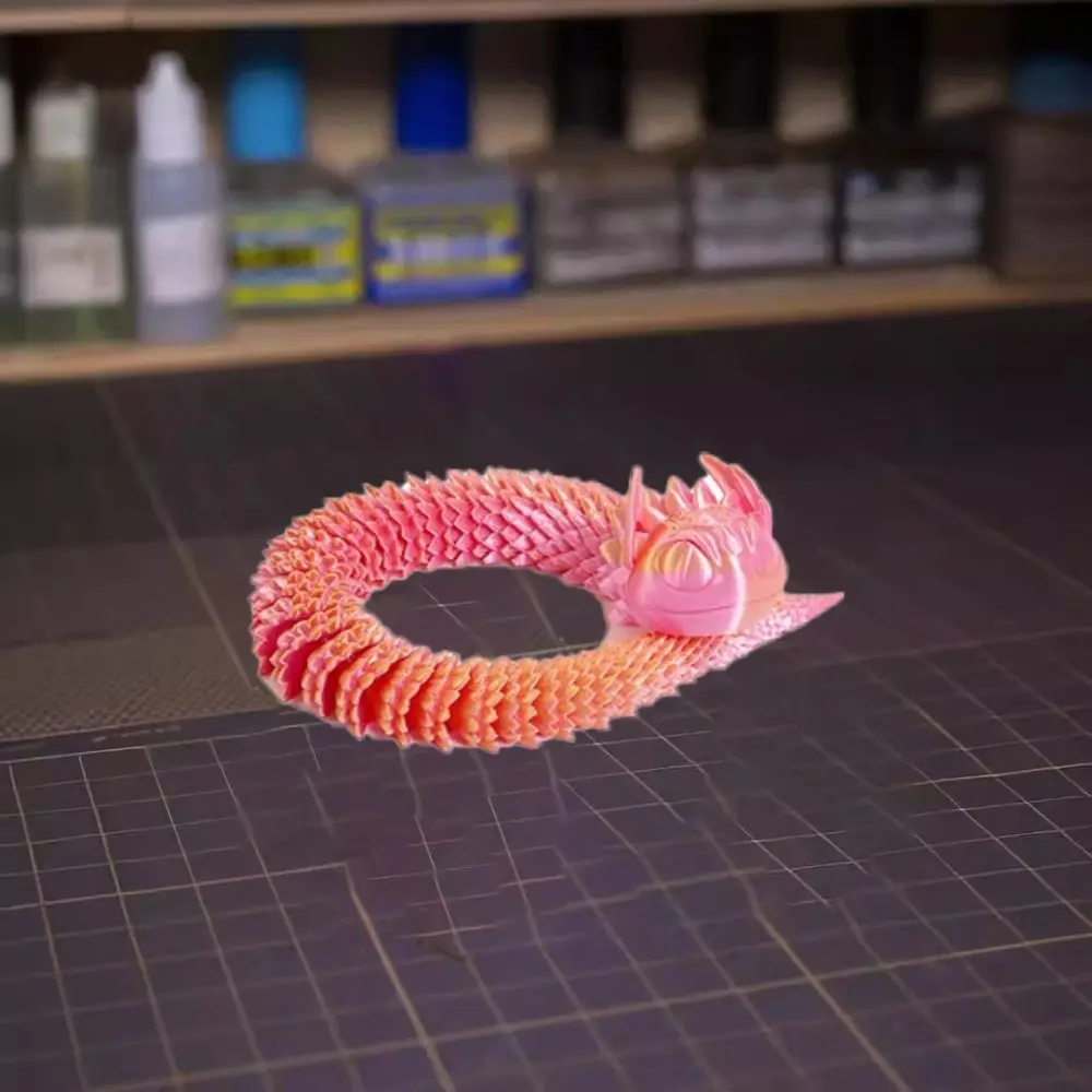 Luminous Printing Model 3D Printed Snake Handmade Rotatable Simulated Snake Ornament Realistic Animal Simulation Model Kids Gift