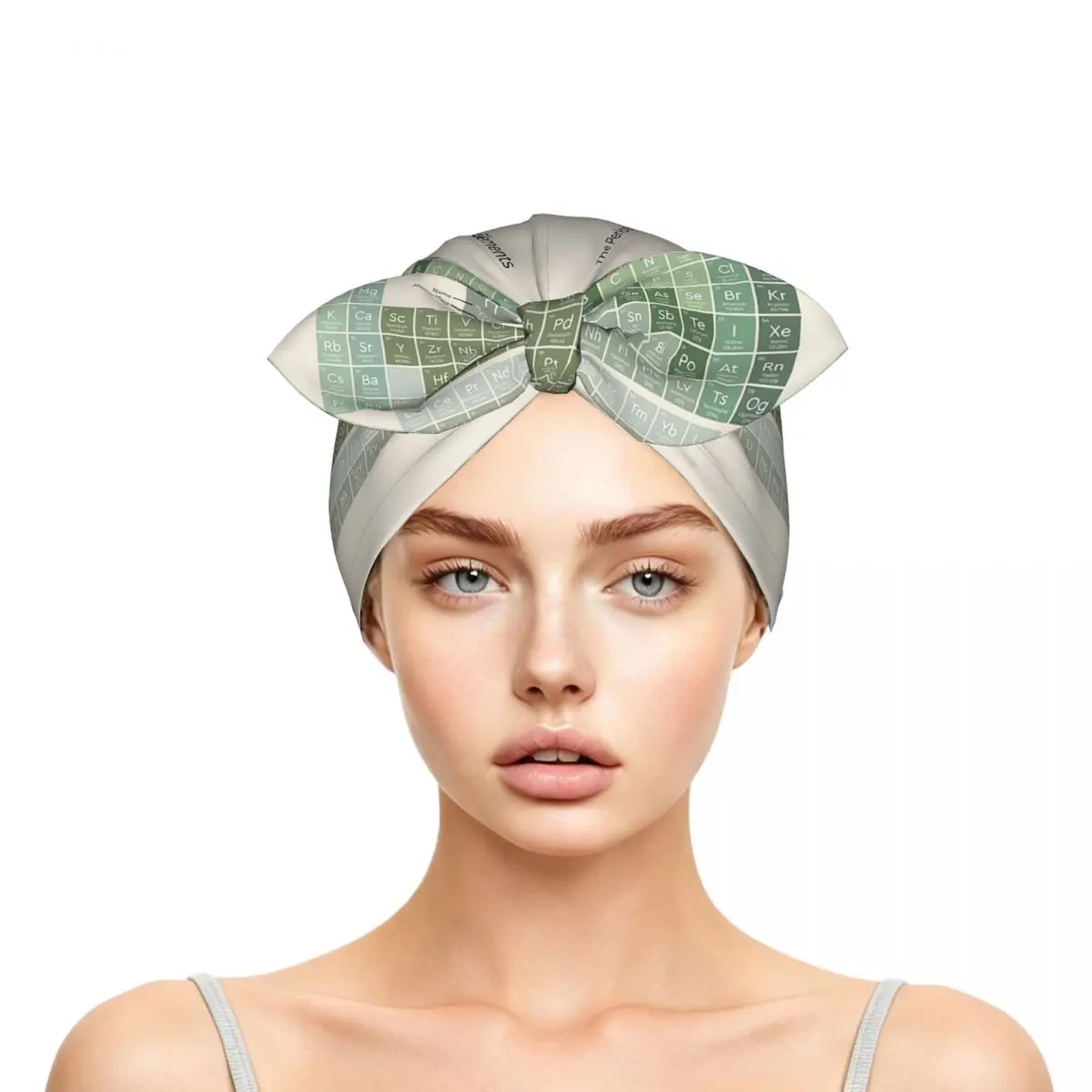 The Periodic Table Of The Elements Evergreen On Sand Sleep Bonnet Double Layer Reversible Hair Cap for Curly Braids Hair