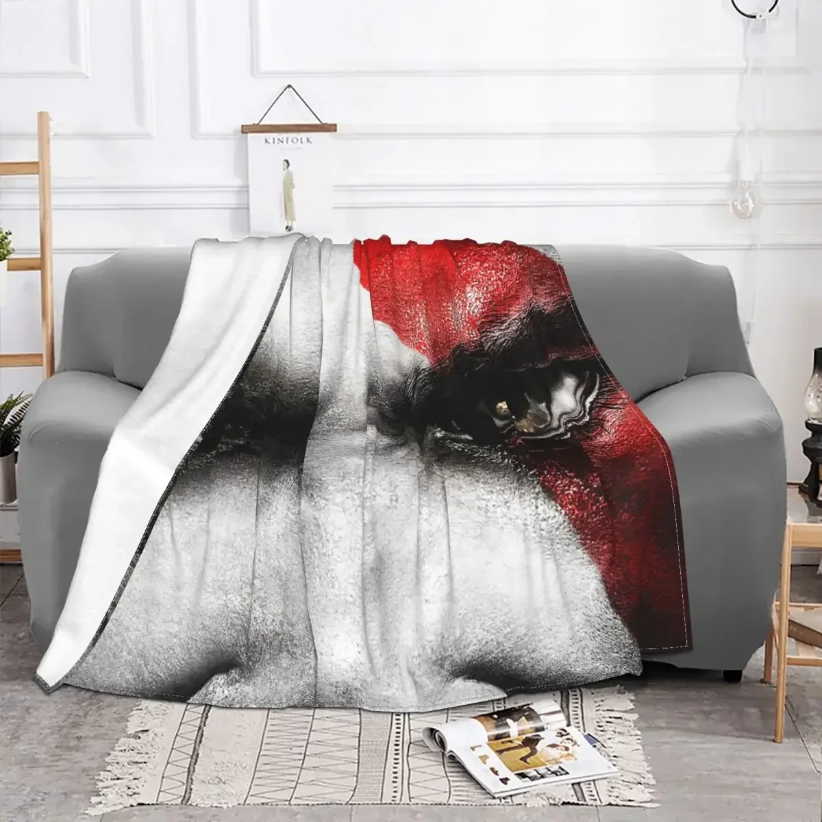 God Of War Game Blankets Flannel Textile Decor Kratos Eyes Multi-function Lightweight Throw Blankets for Bed Outdoor Bedspreads