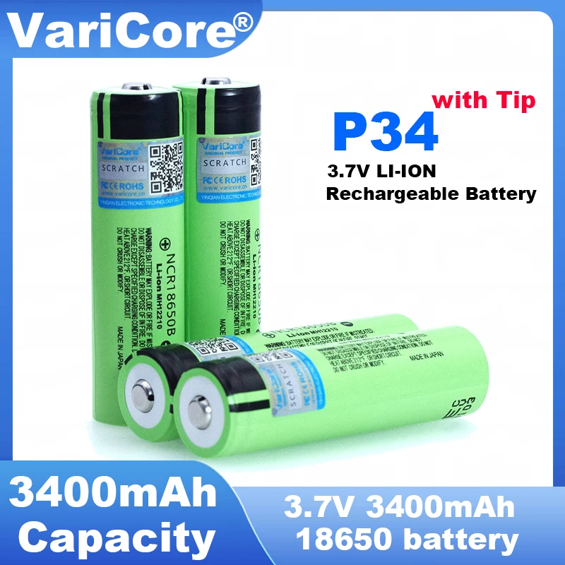 1-40PCS VariCore New Original NCR18650B 3.7V 3400mAh 18650 Rechargeable Lithium Battery For  Flashlight Battery Bonus Cap