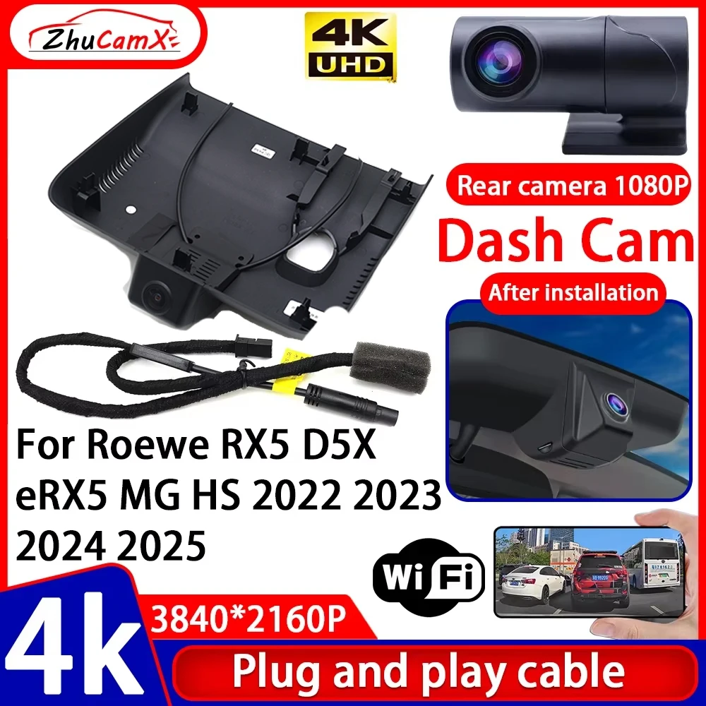 ZhuCamX Video Recorder Night Vision 4K UHD Plug and Play Car DVR Dash Cam Camera for Roewe RX5 D5X ERX5 MG HS 2022 2023 2024 202