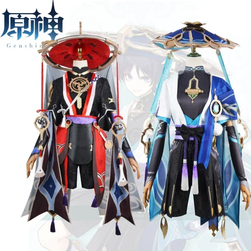 Anime Game Genshin Impact Scaramouche Cosplay Costume Hat Shoes Wig Halloween For Men MN12