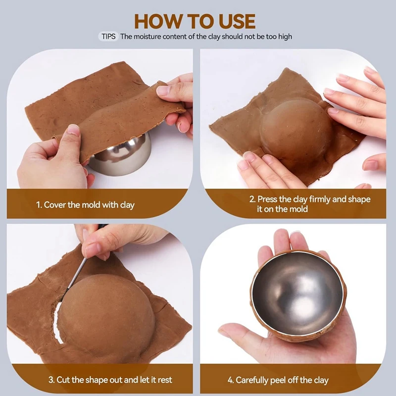 9 Sizes Stainless Steel Half Round Pottery Molds, Ceramic Top Tool, Pottery Plate Tool (Sliver) Retail