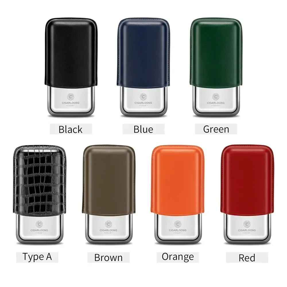 Travel Portable Cigar Case Moisturizing 3 Tube Cigar Humidor Cow Leather Gift Package Multicolor Fits 25mm Diameter Cigar