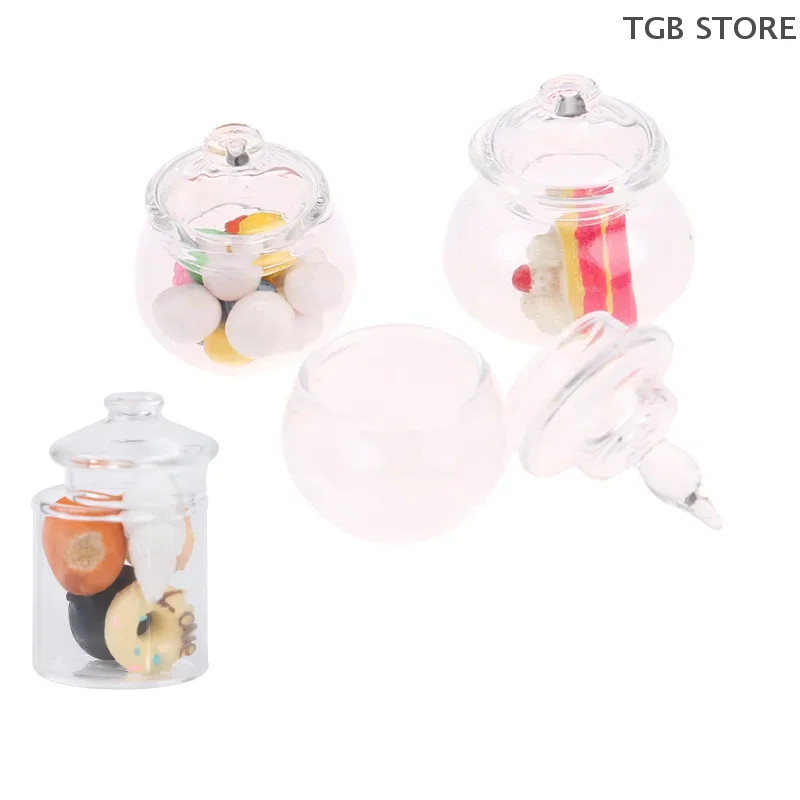 

1:12 мини-стеклянная банка, банка для хранения конфет, крошечный флакон, бутылка желаний, кукольный домик, кухонный домашний декор, игрушка