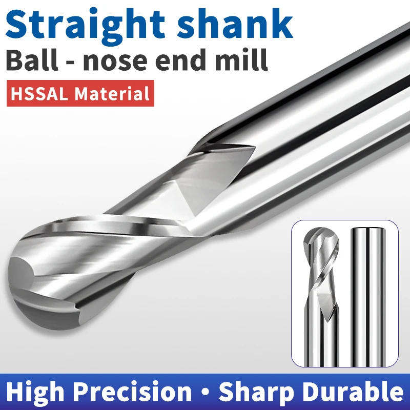 UT TAP 1PCS HSS Ball Nose End Mill CNC Machining Cutter Radius Tool Aluminum High Quality R0.5 R0.75 R1 R1.5 R2-R12.5 65L~200L