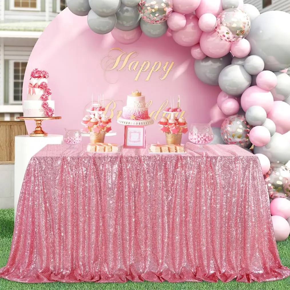 Nappe à paillettes sans couture, superposition de fournitures de fête d'anniversaire, scintillante pour décoration de mariage, anniversaire, réception nuptiale