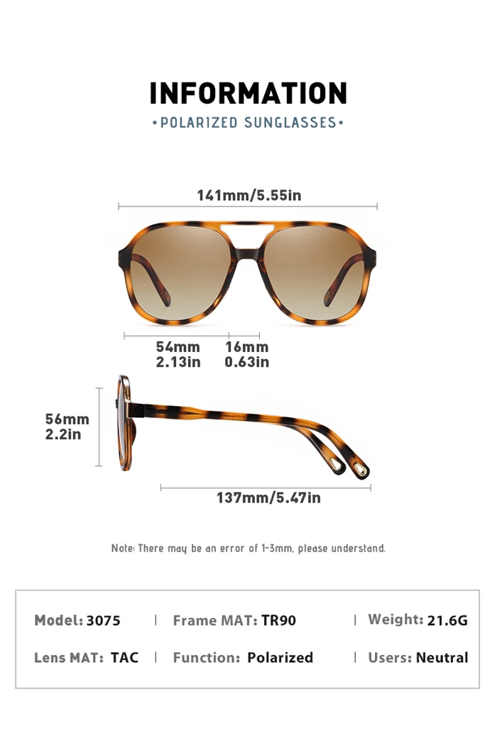 Ovaler Kurzsichtig-Sonnenbrille mit großem Rahmen für Herren, polarisiert, TR90, blendfrei, Miopie-Sonnenbrille, Damen, Rezept 0–0,5–0,75 bis –6,0 – Detail 11