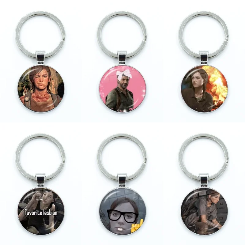 Pop Game The Last of us Ellie Williams Kawaii Funny Meme Glass Pendant Keychain Jewelry Charm Bag Souvenir Key Ring