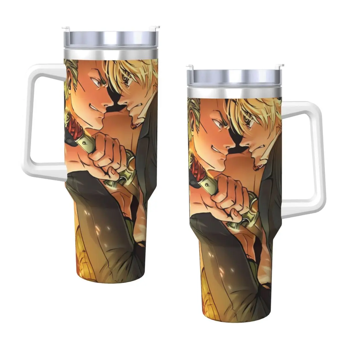 One Sanji Zoro P-Pieces Stainless Steel Tumbler Travel Thermal Mug With Straws and Lid Large Car Mugs Hot Drinks Water Bottle