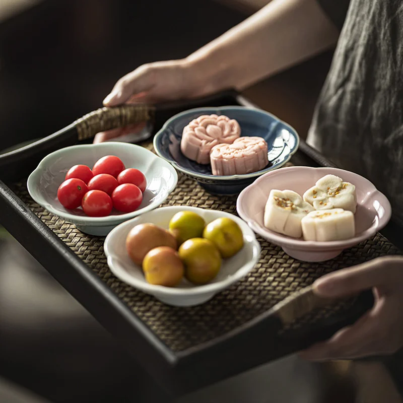 Vintage Pastry Plate Exquisite Dry Pot Bubble Table Stove Tea Cooking Decorations Dim Sum Plate Fruit Plate Ceramic Tea Plate