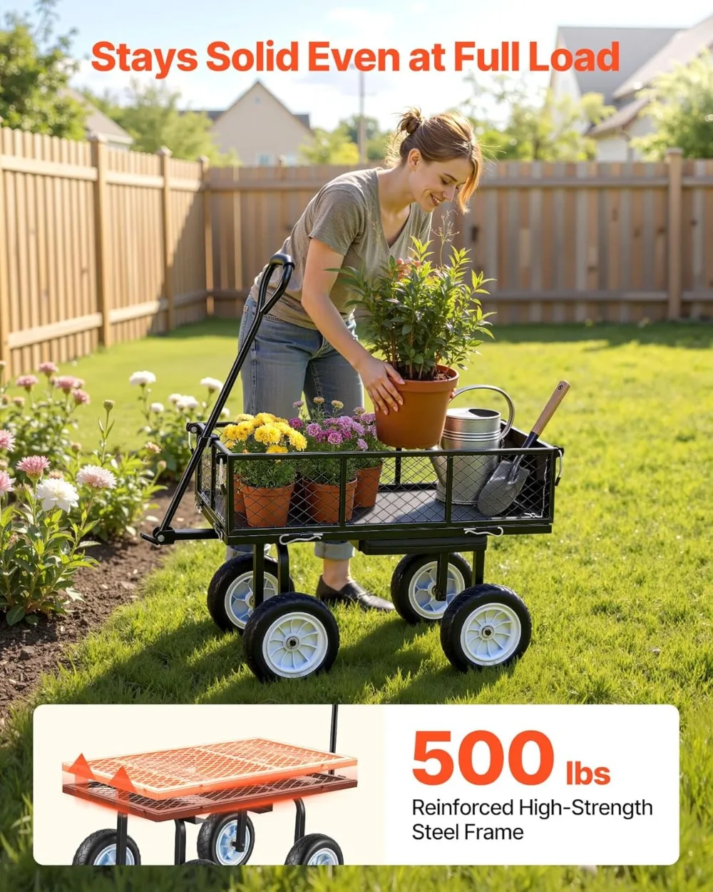 Factory Direct 2026 500LBS Garden Cart Wagon with Seat, 10