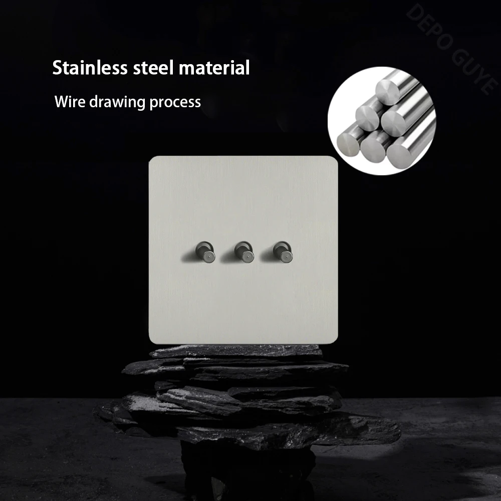 رمادي تبديل التبديل الفولاذ المقاوم للصدأ لوحة معدنية 2 طريقة الرجعية مفتاح الإضاءة العالمي المملكة المتحدة مقبس الطاقة الجدار USB نوع c منفذ شاحن #2