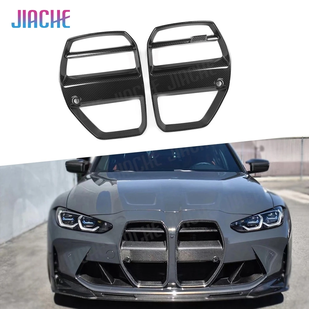 

Dry Carbon Fiber Car Front Bumper Kidney Grille Dual Slat Grille Body Kits for BMW G80 M3 G82 G83 M4 2021 + FRP V style