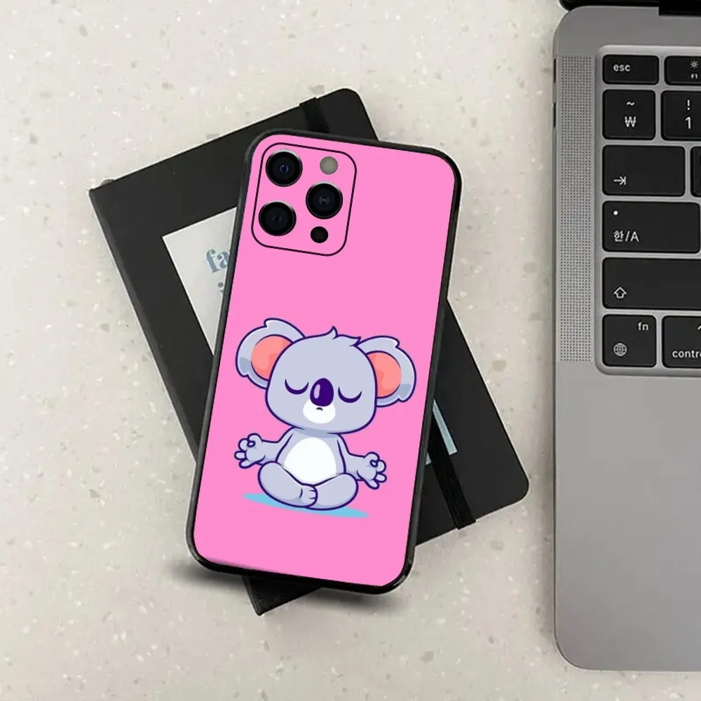 Cute Cartoon Animal koala Phone Case For Apple iPhone 15,14,13,12,11,Pro,X,XS,Max,XR,Plus,Mini Soft Black Cover