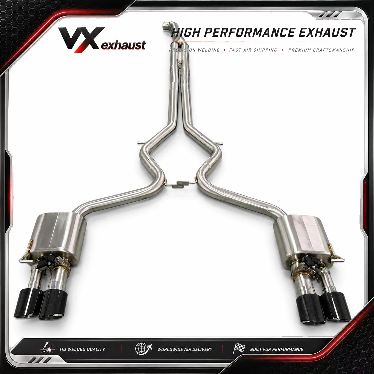VX for Porsche Panamera 971 3.0T 2016–2023 Valvetronic SUS304 Stainless Steel Mid-to-Rear Exhaust System