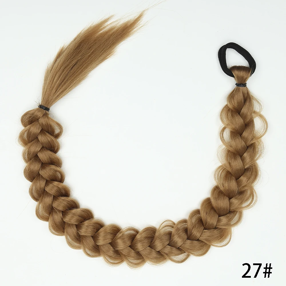 Synthetische lange Twist-Zopf-Pferdeschwanz-Extensions mit Gummiband, 61 cm, geflochtene Box-Haarverlängerungen für Frauen, täglicher Gebrauch