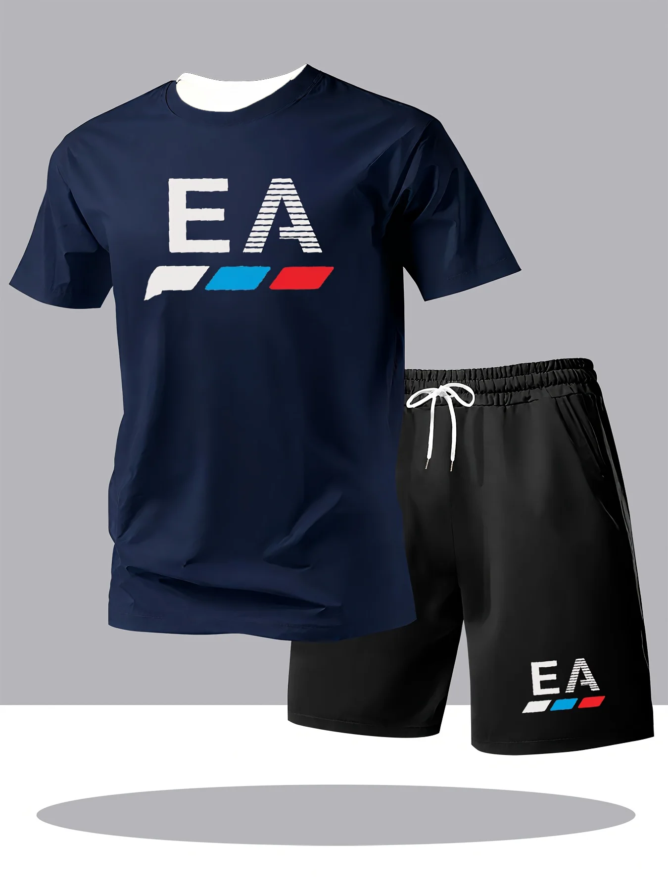 

Мужской костюм, комплект из 2 предметов, модный удобный комплект для отдыха, мужские футболки, шорты, подходят для занятий спортом, фитнесом, летом