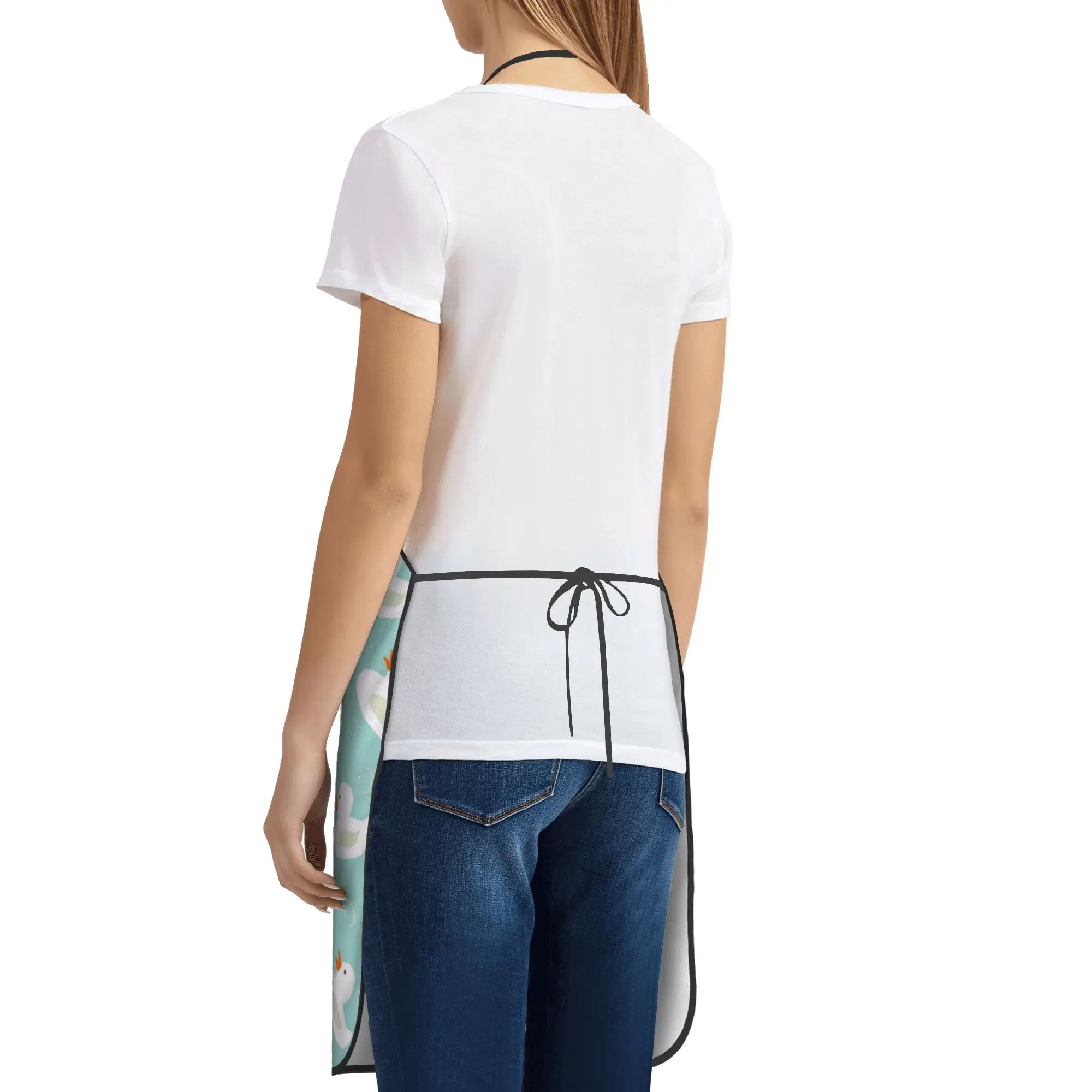 Kawaii Duck Bubbles Kitchen Grill Apron Anti-greasy Animal Pinafore for Chef Barista Cooking Home Cleaning view 2
