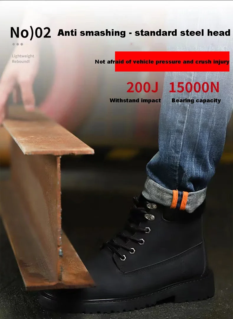 Men Safety Shoez Security Shoes Steel Toe cap Boot Anti-smash Anti-stab Waterproof for Work Outdoor Sneakers Ankle Boots Male