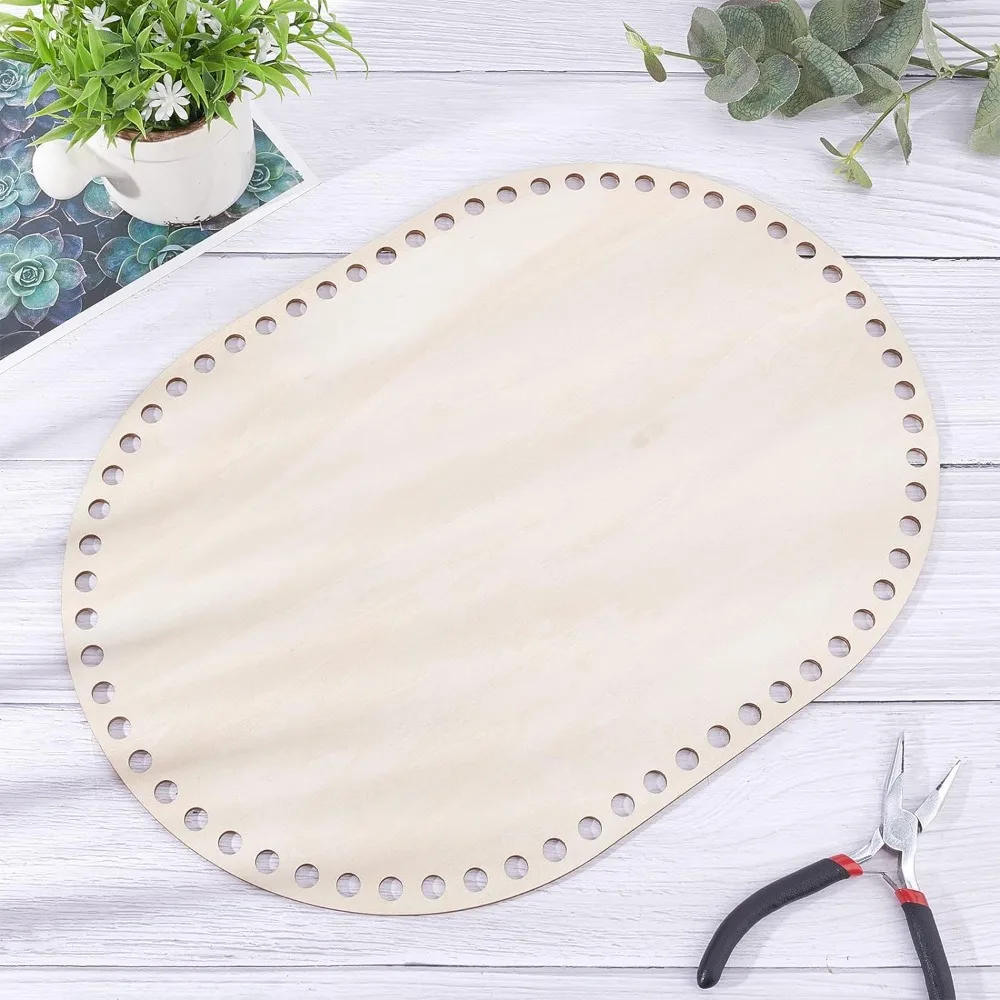 1pc Wooden Bag Bottom Oval Natural Wood Base Shaper 13.7x9.8\