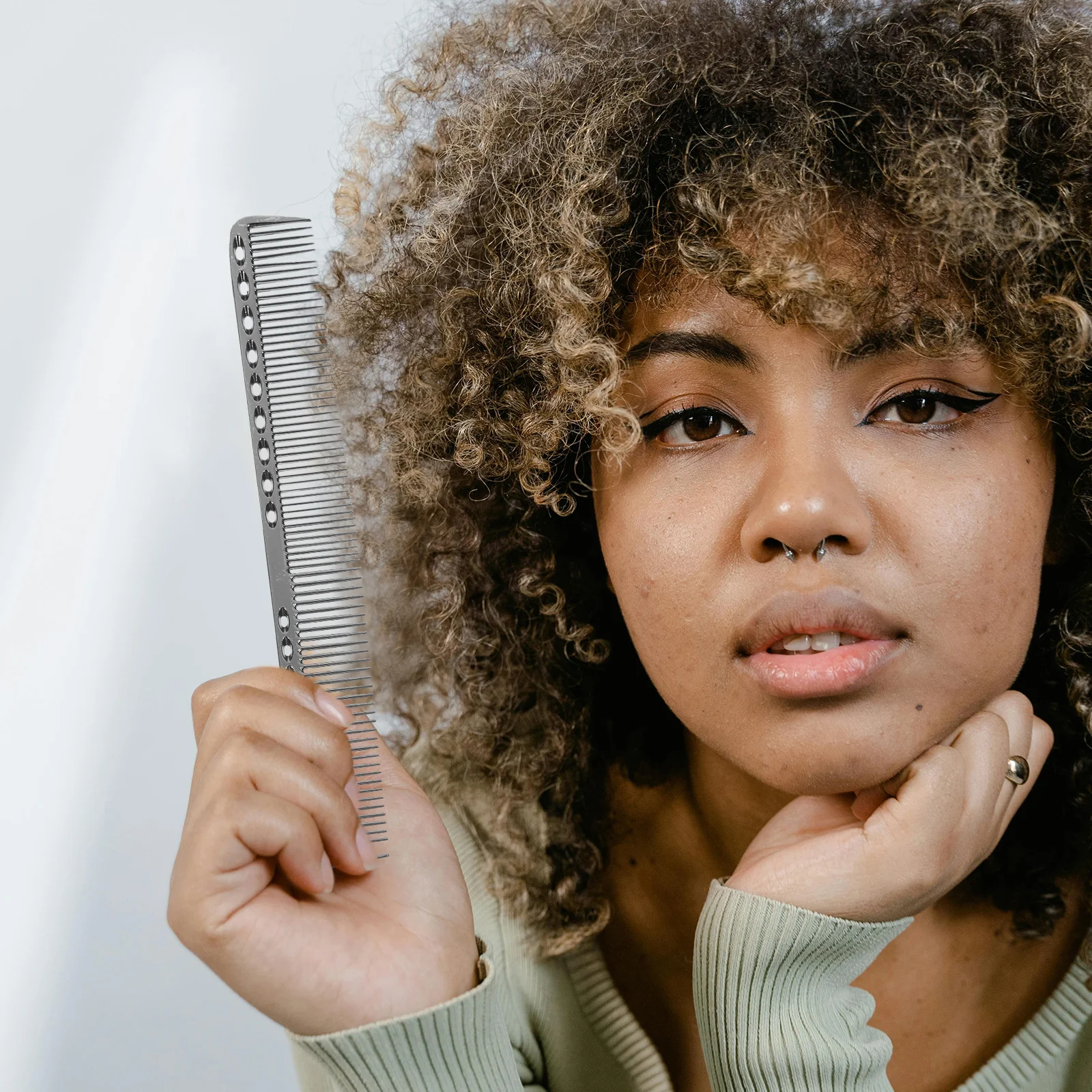 

Stainless Steel Hair Comb Professional Salon Grade Hairdressing Tool For Cutting Styling Black S909 Wide Thin Teeth Design