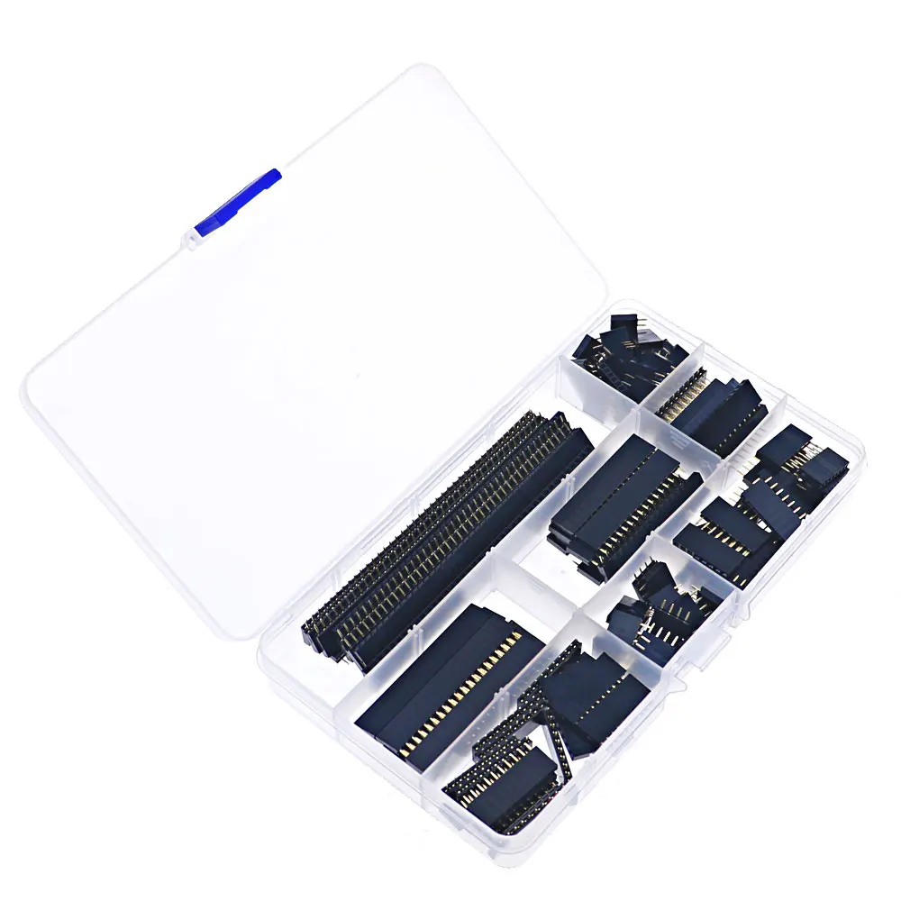 120pcs 4P 6P 8P 10P 12P 16P 20P 40Pin 2.54mm Pitch Straight Single Row PCB Board Female Pin Header Socket Assortment Kit
