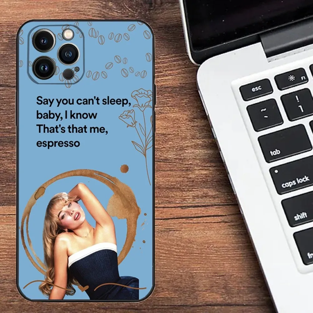 Singer Sabrina C-Carpenter Phone Case For Apple iPhone 15,14,13,12,11,XS,XR,X,8,7,Pro,Max,Plus,mini Silicone Black Cover