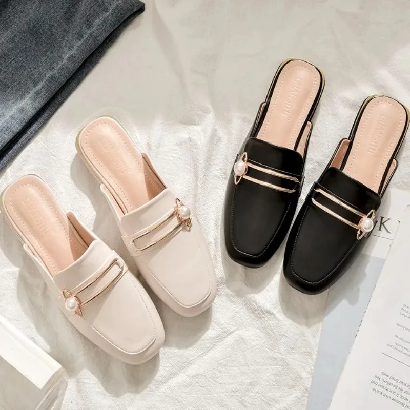 

Women's Slippers And Ladies Sandals Soft Shoes Flat Outside Sabot Mules Slides Off White Luxury Summer Footwear 2025 Luxury