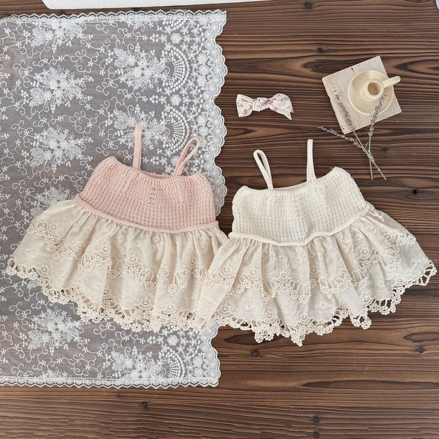 

9M-4T Kids Clothes Lace Ruffle Vest Knit Patchwork Girls Camisole Tops Embroidery Base Tops