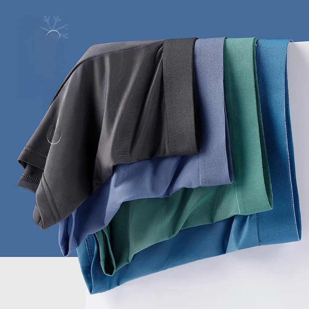 Men Boxershorts Underwear Breathable Smooth Casual Underpants Solid Color Boxer Solid Breathable U Bulge Pouch Underwear Homme